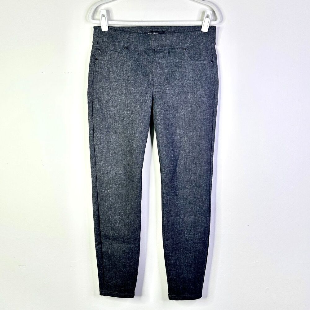 Liverpool Pants Women 10 Gray Tweed Stretch Ankle Skinny Classic Academia NWOT
